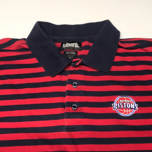 Ashworth Other - DETROIT PISTONS - ASHWORTH Striped Golf Polo Shirt